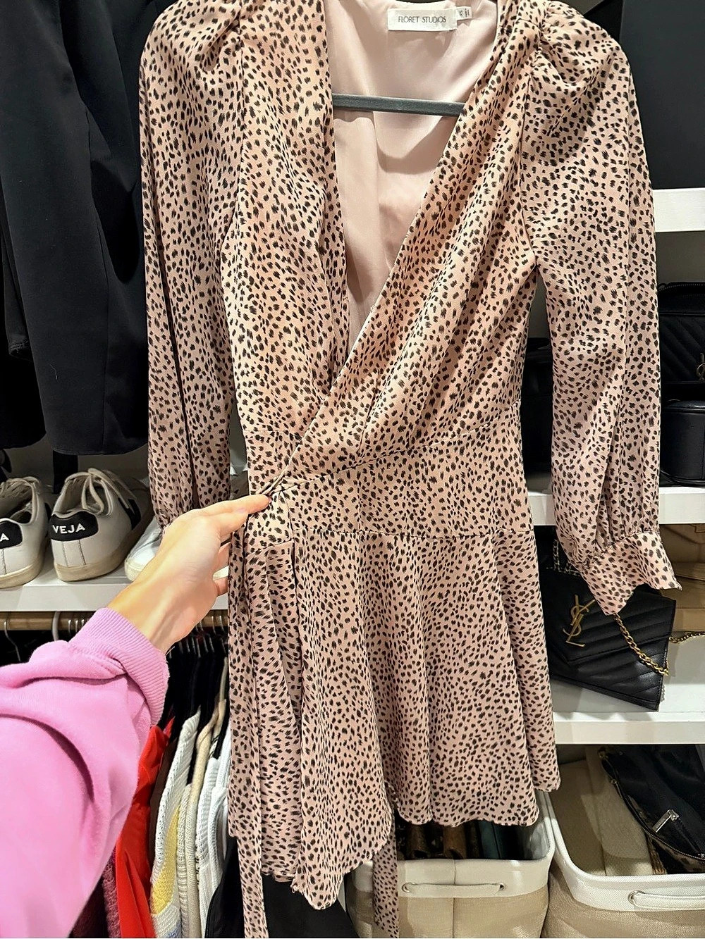 Floret Studios Animal Print Mini Dress in Pink & Black Size XS
